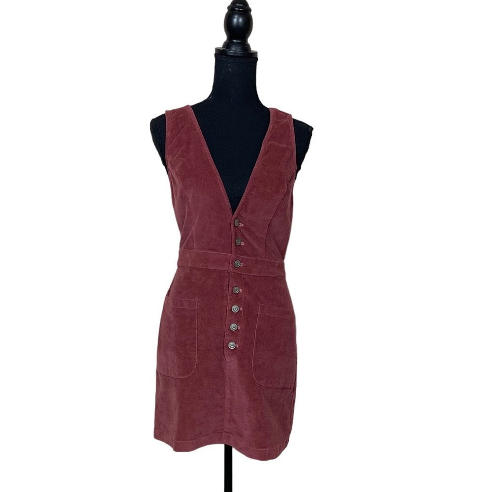 EUC Re:named Corduroy Button Front Deep V Mini Dress (CdlG)